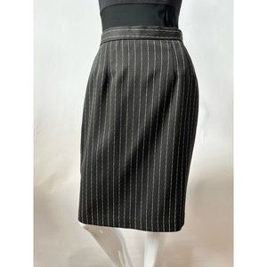 Simon Ellis Womens Pencil Skirt Black White Pinstripe Slit Union Made Vintage 8